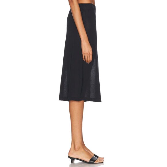 Ziah Sheer Knit Skirt in Black Midi - Picture 3 of 6
